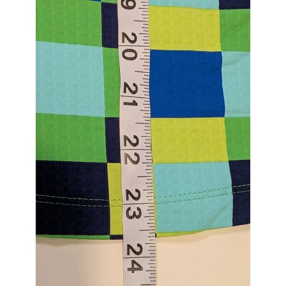 IBKUL Shirt Womens Sm Blue Green Check Long Sleeve 1/4 Zip Golf Mesh Pickleball - Picture 7 of 7